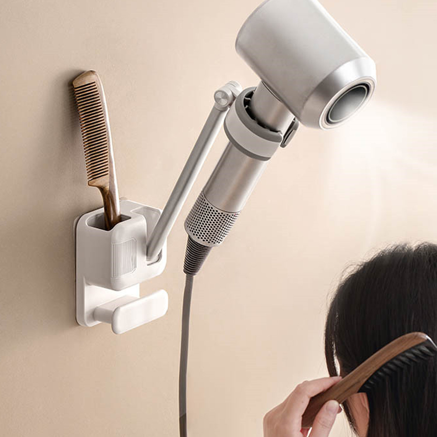 壁挂吹风机置物架风筒收纳架懒人支架金属免打孔解放双手卫生间