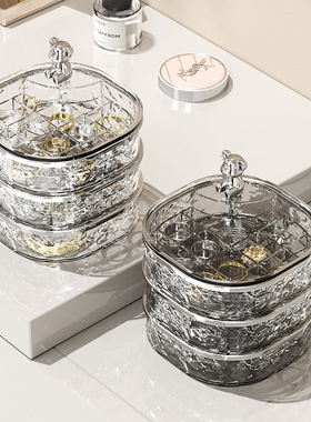 化妆品收纳盒桌面高级感首饰轻奢耳钉戒指项链塑料饰品收纳梳妆台