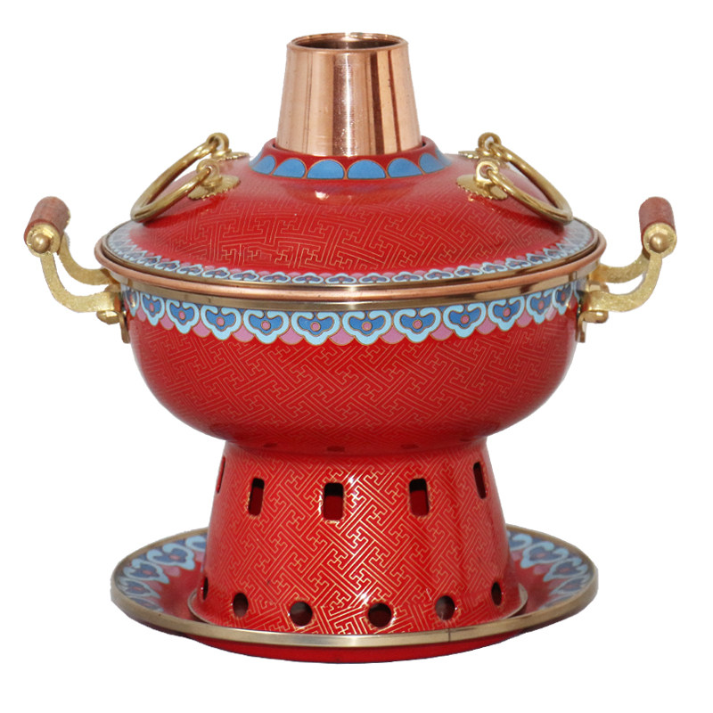 景泰蓝火锅珐琅单人自助小火锅纯铜酒精环保油分餐紫铜火锅老北京