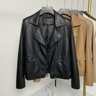 领宽松休闲短款 西装 洋气小众高级感皮夹克外套 新款 皮衣女2026春装
