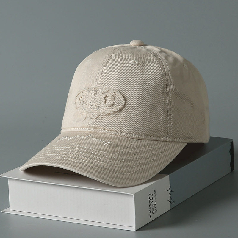 新款字母刺绣防晒棒球帽女纯色韩版百搭宽檐大头围鸭舌帽男款帽子