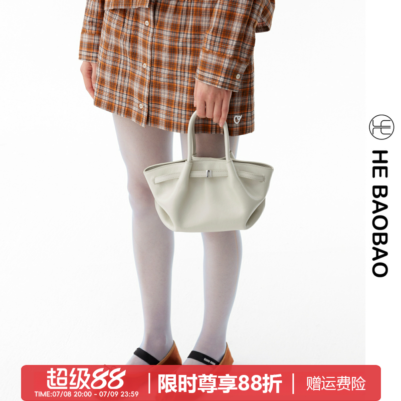 HEBAOBAO植鞣牛皮手提包小拎包