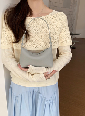 HEBAOBAO新品真皮小包2026新款春夏单肩斜挎hobo手拎饺子手机女包