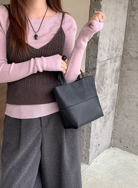 HEBAOBAO新款2026春夏上新牛皮手提包菜篮子头层牛皮单肩斜挎女包