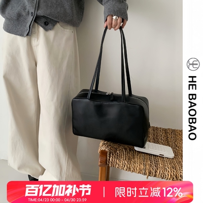 HEBAOBAO新品头层羊皮波士顿包2026新款女包百搭保龄球手提斜挎包