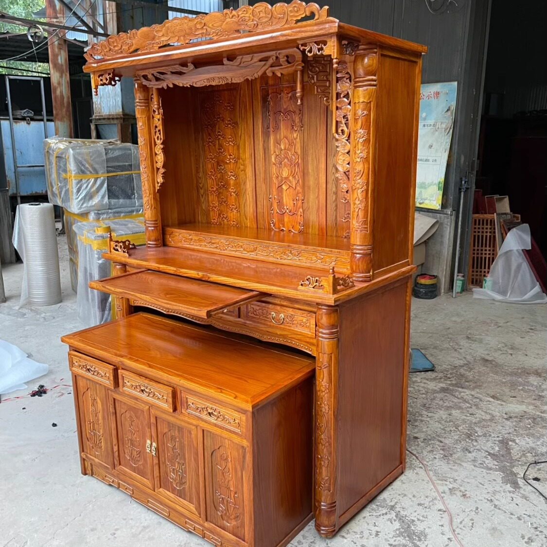 大型榆木佛龛柜佛柜神台佛龛立柜神台供桌神龛家用佛台供台菩萨柜