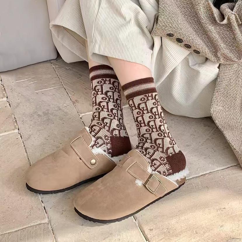 秋冬新款欧货羊毛袜子ins潮美拉德老花高级感个性洋气轻奢百搭