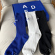 3双春秋韩国ADER克莱因蓝高筒长袜子女ins潮简约纯色运动中筒袜男