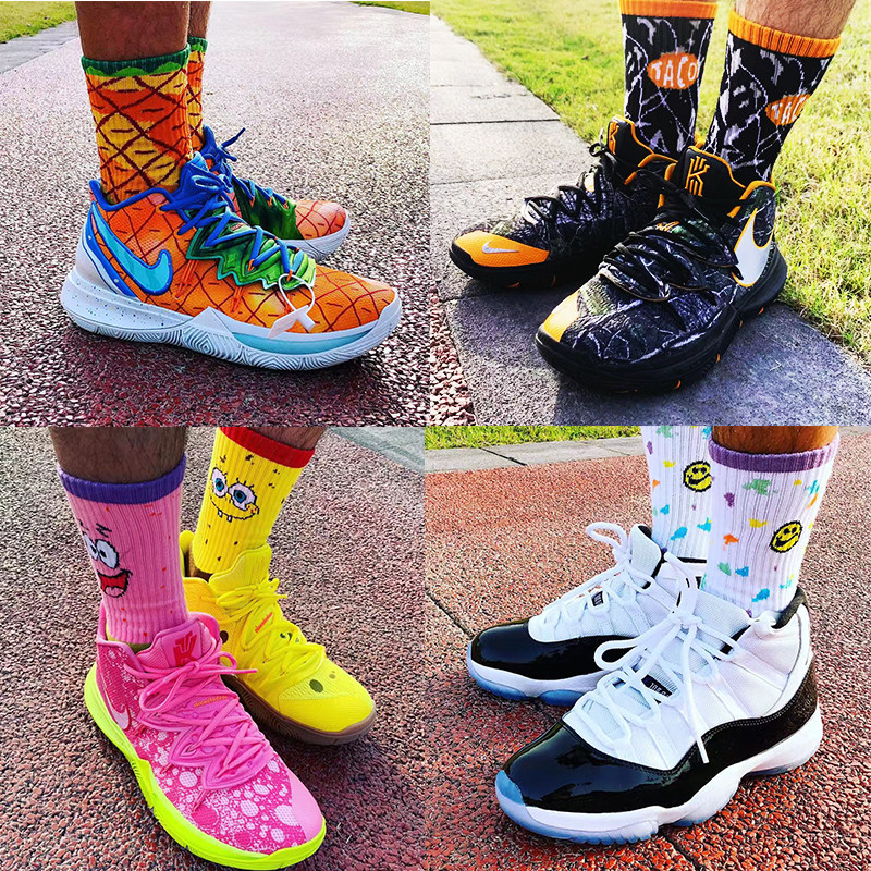 欧文5袜kyrie笑脸奶油海绵宝宝派大星毒液菠萝屋毛巾底篮球袜男女