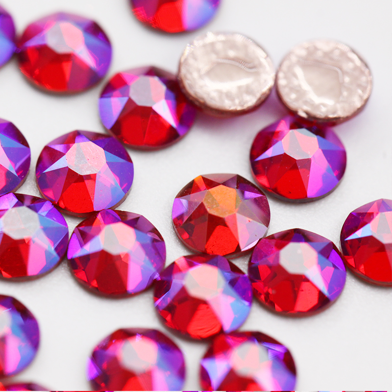 施家水晶2038HF浅红闪烁圆烫钻