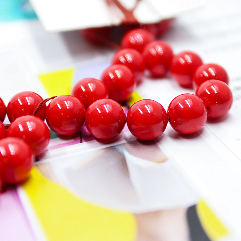 施家奥地利进口5810-718水晶通孔珍珠朱红色项链串珠diy饰品手链