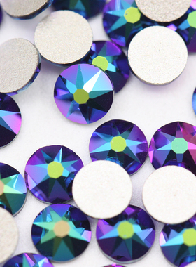 施华洛水晶华子2088圆形001SCGR幻彩墨绿色平底钻DIY美甲服饰饰品