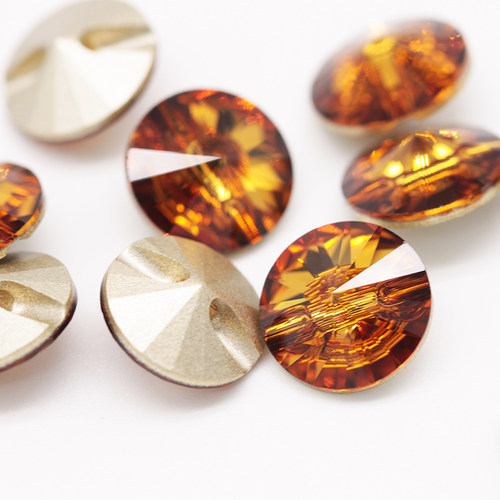 施华洛水晶3015浅琥珀色圆形纽扣