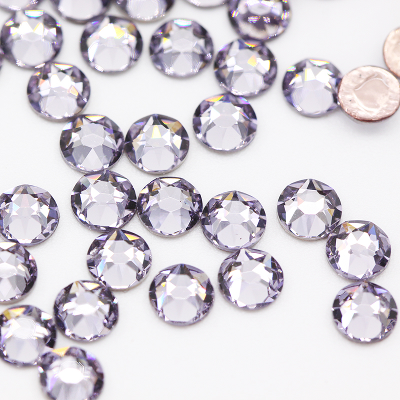 施家水晶烟淡紫色圆烫钻diy服饰