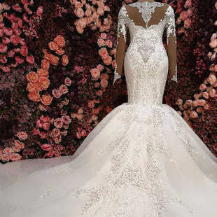 新娘主纱法式 Bridal 复古重工 Dresses Gown Wedding 婚纱2022新款