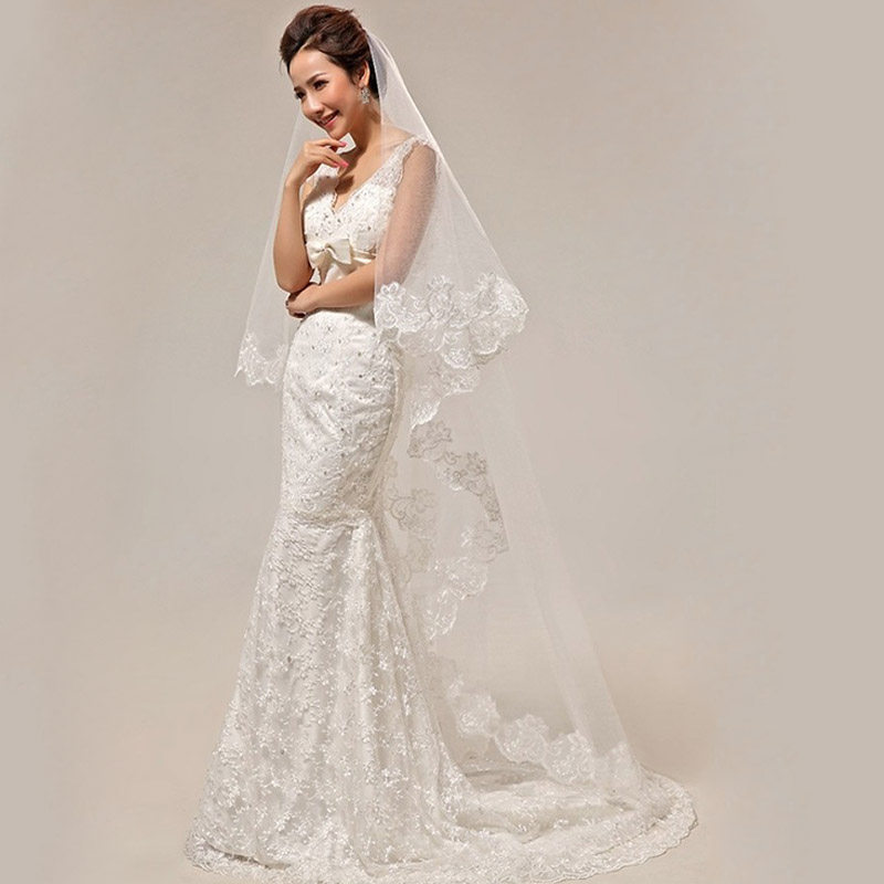 蕾丝花边3米 5米超长 可定制 加长 婚纱头纱新款结婚礼服Veil