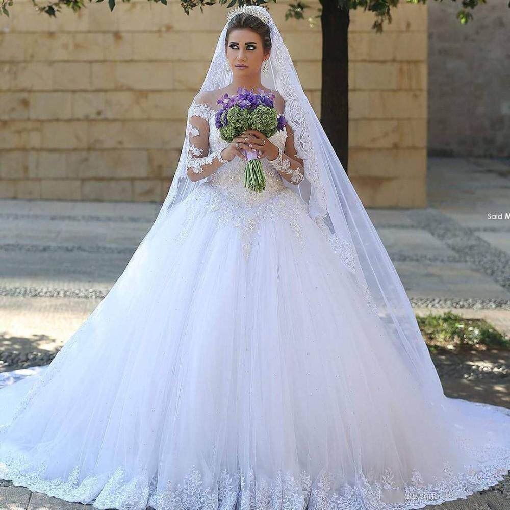 韩式公主长袖蕾丝新娘婚纱Long Sleeves Lace Wedding Gowns