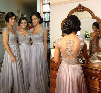 Chiffon Wedding Bridesmaid Dresses Embroidery Beads Evening
