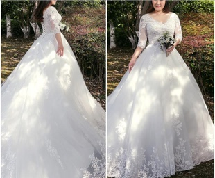 Bridal 星空长袖 dress 新娘超仙拖尾冬Wedding Gown 婚纱2021新款