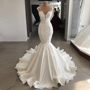 Dresses Bridal MN非洲新娘蕾丝美人结婚鱼婚纱定制Wedding Gown