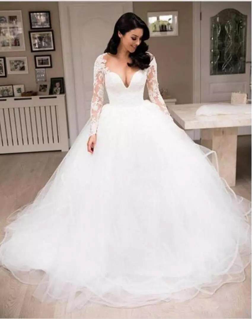 婚纱礼服2018新娘结婚长拖尾大码定做 Custom Made Bridal Gown