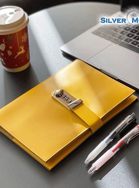 SilverMoon银月复古密码本活页日记本带锁空白商务记事本女生彩色笔记本软皮成人