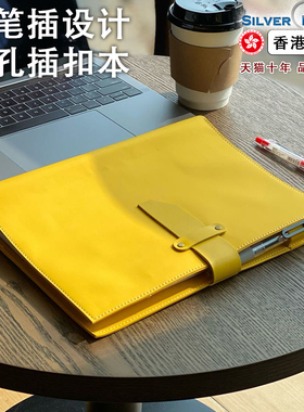 SilverMoon银月b5九孔活页笔记本子精致高颜值高级PU简约插扣本商务大号本子可拆卸新款