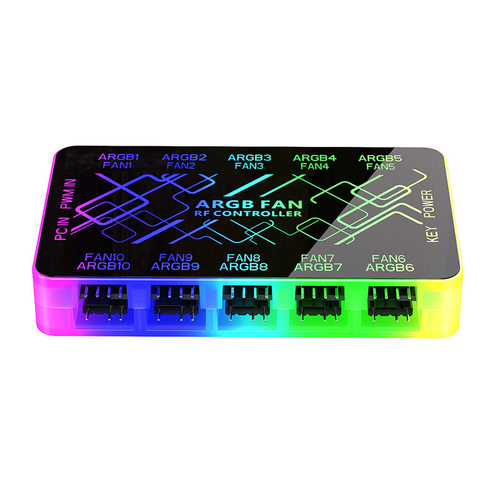 ARGB集线器PWM二合一HUB机箱风扇转接1拖10温控调速1分10神光同步