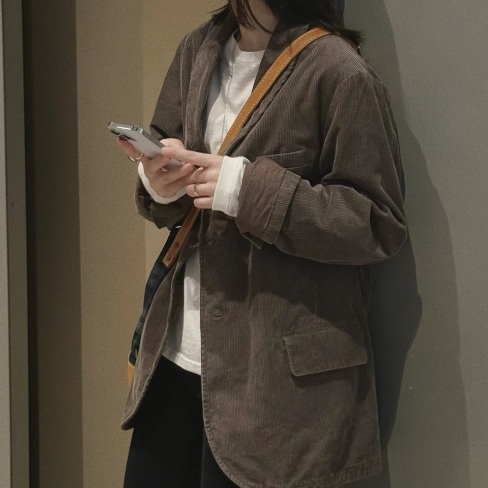 （复古回潮）日杂青果领灯芯绒西装外套