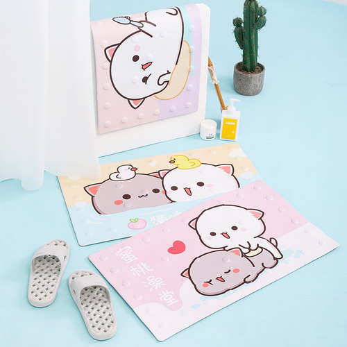 室品蜜桃猫创意浴室垫防滑垫脚垫