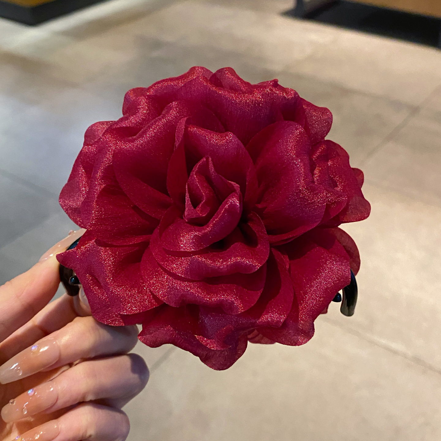 韩系复古玫瑰花抓夹发饰