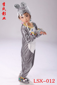 元旦儿童灰鼠卡通动物表演服猫捉老鼠童话剧舞蹈服幼儿老鼠演出服