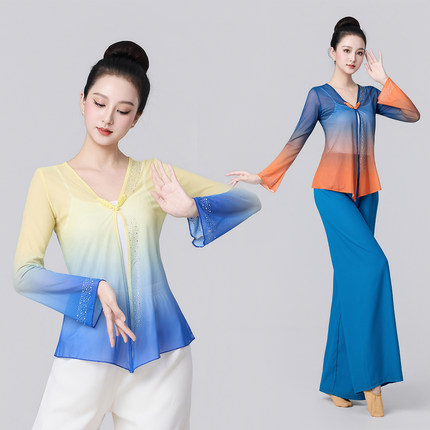 2025新款古典舞演出服装民族中国风广场舞衣服跳舞上衣表演服套装