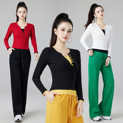 2025新款广场舞服装女套装长袖上衣团体跳舞蹈健身操衣服春秋裤子