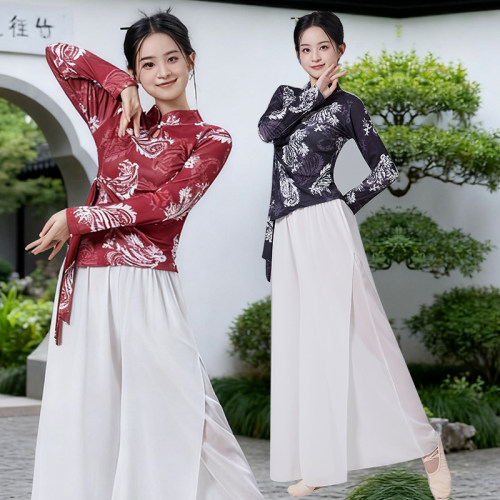 古典舞服装中国风立领印花练功服