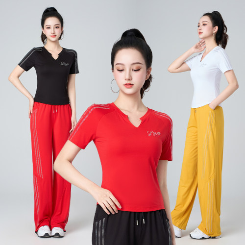 夏季广场舞套装女修身显瘦上衣