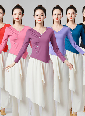 现代舞舞蹈练功服女套装古典舞跳舞服专业艺考中国舞形体训练上衣