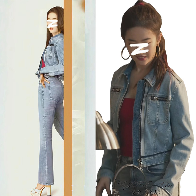 短款设计感炸街机车牛仔夹克女潮