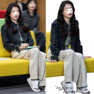 明星同款烟黑色超柔复古黑色牛仔短外套千金感百搭港风夹克上衣女