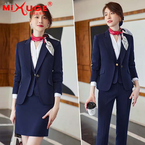 长袖营业厅修身显瘦职业套装