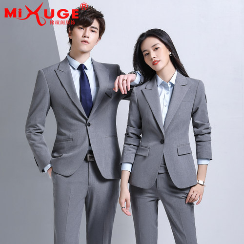 黑色春秋男女同款工作服西装外套