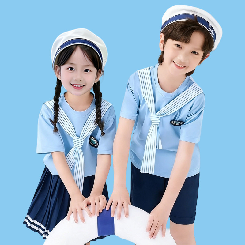 夏季透气海军风儿童演出服