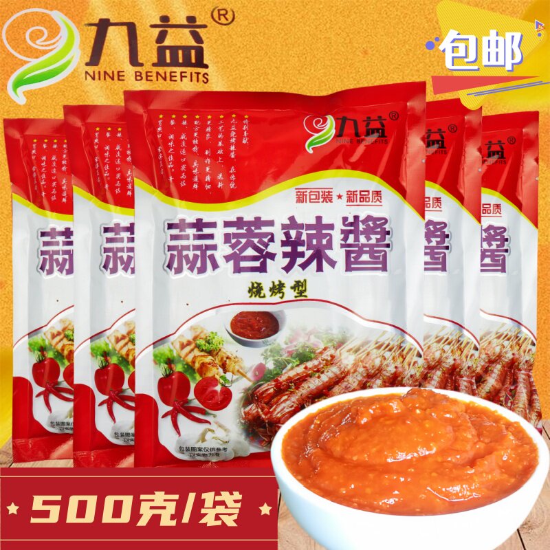 九益蒜蓉辣酱500g蘸食熬鱼炒菜拌面烧烤型地摊烤肉商用酸辣酱包邮