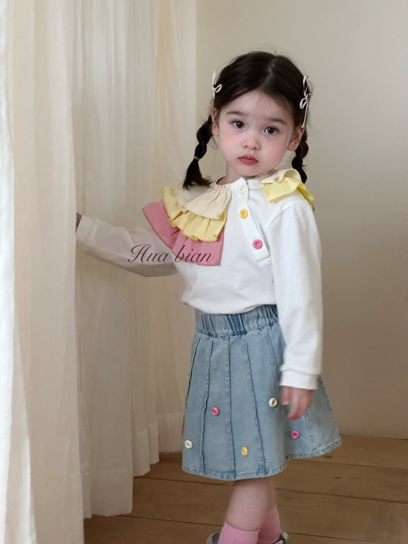 荳荳家2025春季新款儿童牛仔裙女童宝宝韩版彩色纽扣牛仔半身裙