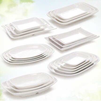 密胺白色塑料餐具烧烤商用盘子