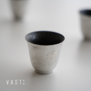 VAST无垠器皿 | 银色茶杯复古手工银釉品茶杯主人杯高雅古朴品茗