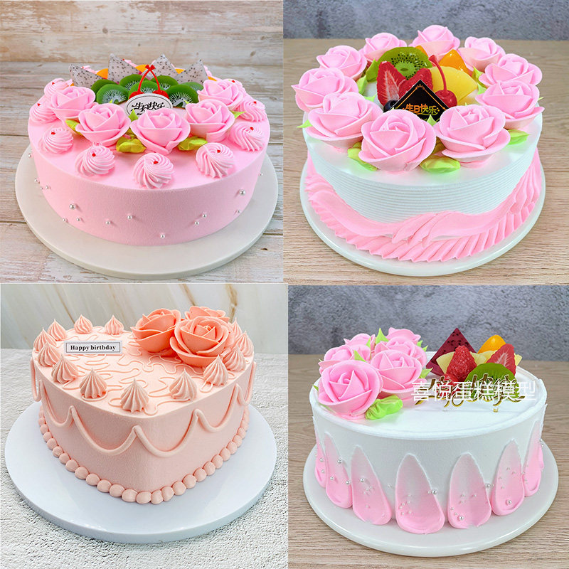 新款网红流行裱花花卉花式水果蛋糕模型仿真定制橱窗样品创意森系