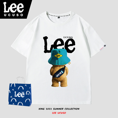 LEE ucuso小熊联名系列短袖男2024夏季潮牌时尚圆领内搭衣服t恤男