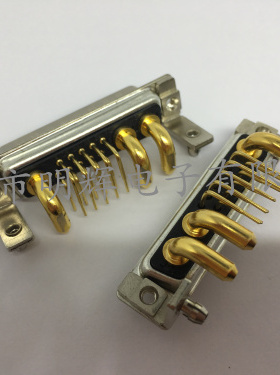 大电流13W3弯脚焊板带铁架/光孔 串口10+3高电流矩形插座车针镀金