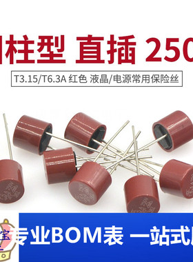 圆柱型 直插 250V T3.15A/4A/5A/T6.3A 红色 液晶/电源常用保险丝